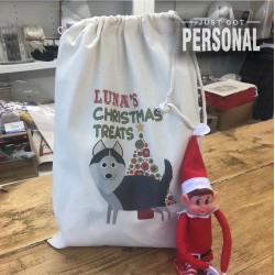 Personalised Dog Santa Sack - Husky - Luna Design